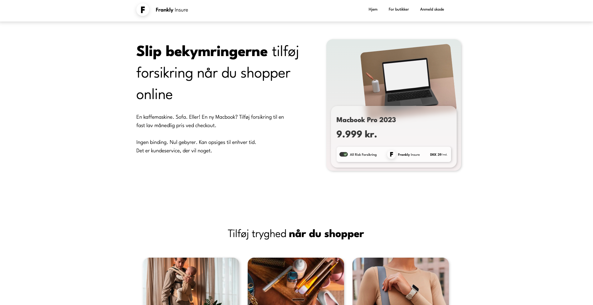 Frankly Insurance website before Basenine redesign